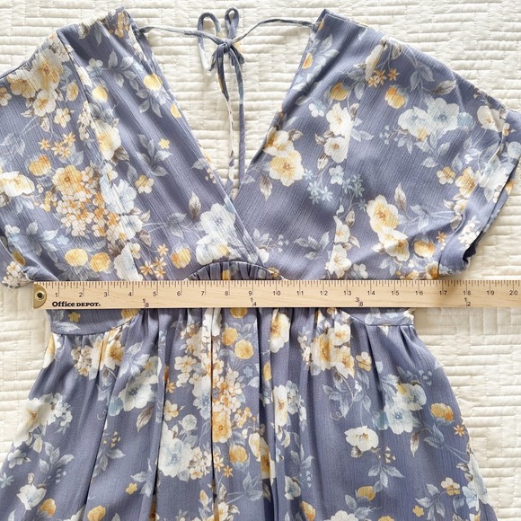 NWT Final Touch Maternity Blue Floral V-Neck Short Sleeve Dress Size Small - Picture 7 of 8